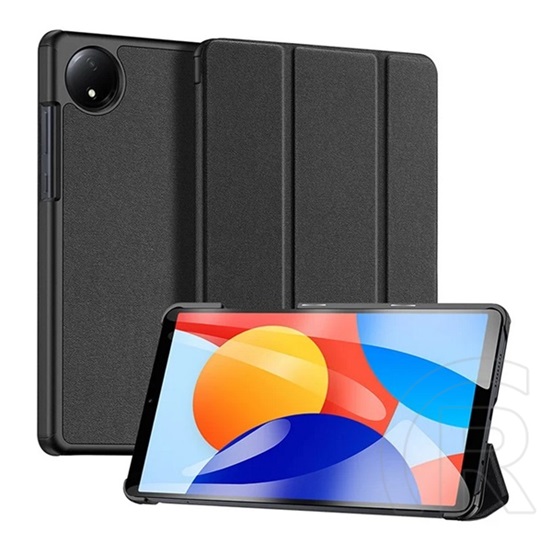 Dux ducis Xiaomi Redmi Pad SE 8.7 domo tok álló, bőr hatású (aktív flip, trifold, asztali tartó, textil minta) fekete