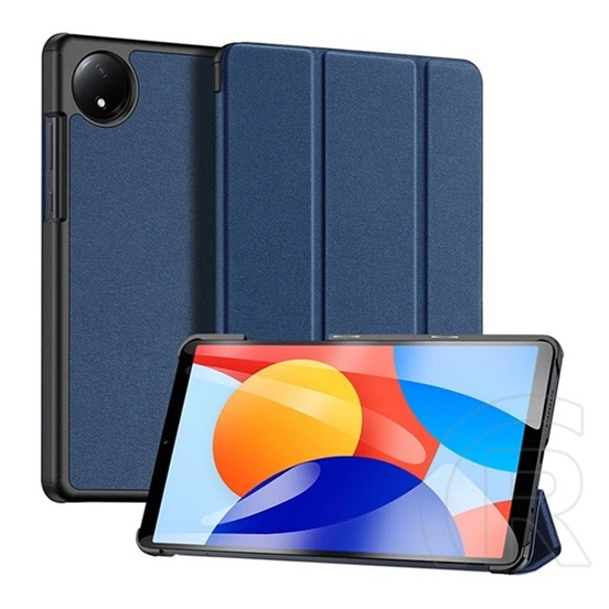 Dux ducis Xiaomi Redmi Pad SE 8.7 domo tok álló, bőr hatású (aktív flip, trifold, asztali tartó, textil minta) sötétkék