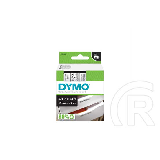 Dymo D1 feliratozógép szalag, 19 mm x 7 m, víztiszta-fekete