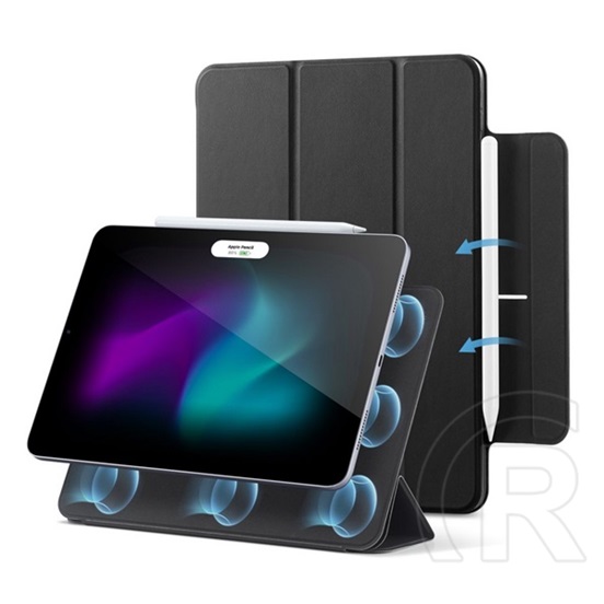 ESR Apple Ipad Air 11 (2024) tok, bőr hatású (aktív flip, mágneses, trifold, asztali tartó, ceruza tartó) fekete