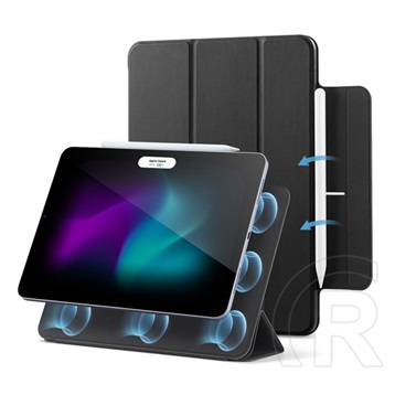ESR Apple Ipad Pro 13 (2024) tok, bőr hatású (aktív flip, mágneses, trifold, asztali tartó, ceruza tartó) fekete
