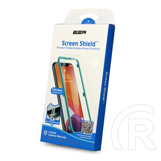 ESR Apple iPhone 14 Plus screen shield védő üveg (2.5d, íves, karcálló, 0.3mm, 9h + felhelyezést segítő keret) átlátszó