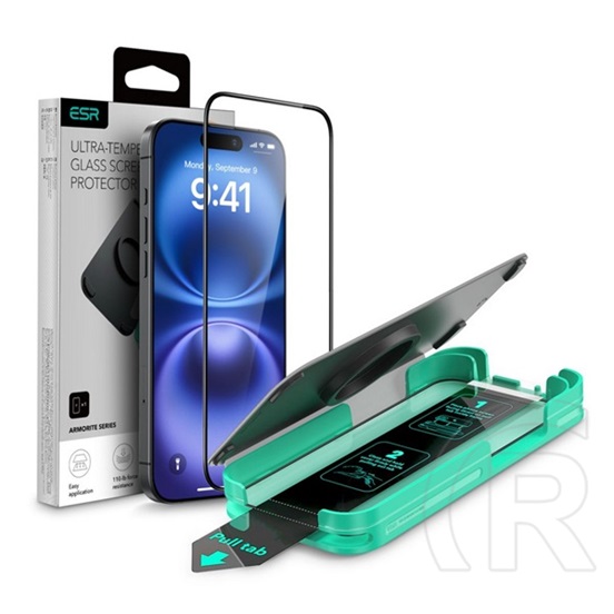 ESR Apple iPhone 16 Plus armorite képernyővédő üveg (2.5d, 9h + segédkeret) fekete