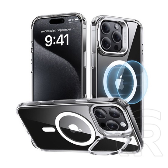 ESR Apple iPhone 16 Pro Max ch halolock szilikon védő (ütésállóság, légpárnás sarok, kitámasztó, magsafe) átlátszó