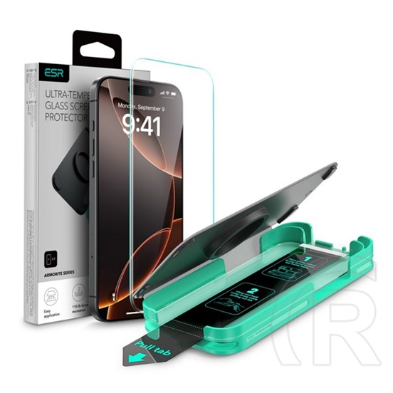 ESR Apple iPhone 16 Pro armorite képernyővédő üveg (2.5d, 9h + segédkeret) fekete