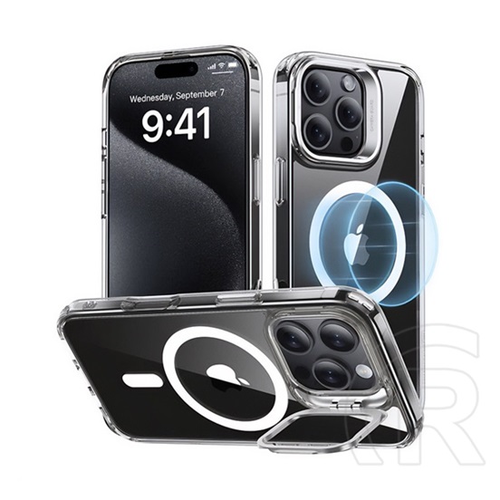 ESR Apple iPhone 16 Pro ch halolock szilikon telefonvédő (ütésállóság, légpárnás sarok, kitámasztó, magsafe) átlátszó