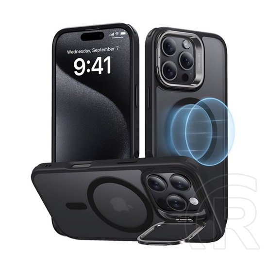 ESR Apple iPhone 16 Pro hybrid halolock szilikon védő (ütésállóság, légpárnás sarok, kitámasztó, magsafe, matt) fekete