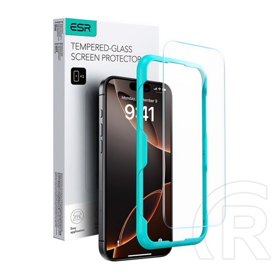 ESR Apple iPhone 16 Pro képernyővédő üveg (2.5d, 0.33mm, 9h + segédkeret) fekete