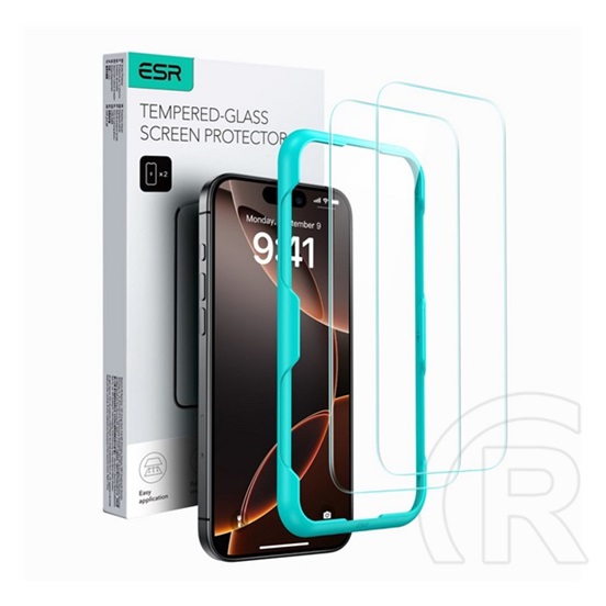 ESR Apple iPhone 16 képernyővédő üveg 2db (2.5d, 0.33mm, 9h + segédkeret) átlátszó