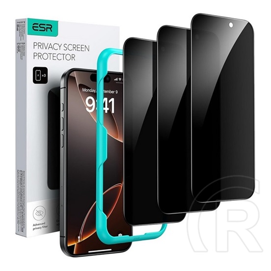 ESR Apple iPhone 17 Pro Maxprivacy képernyővédő üveg 3db (2.5d, 9h, betekintés ellen + segédkeret) fekete