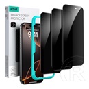 ESR Apple iPhone 17 Pro privacy képernyővédő üveg 3db (2.5d, 9h, betekintés ellen + segédkeret) fekete