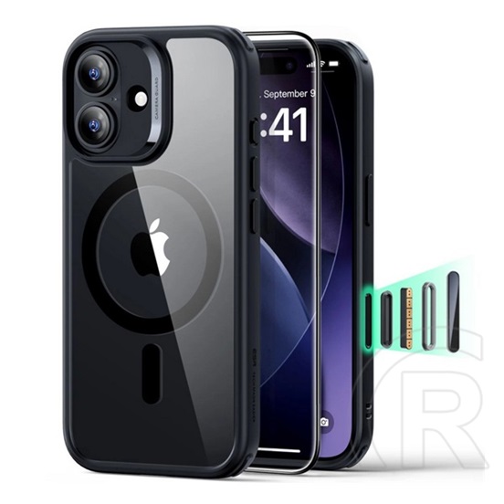 ESR Apple iPhone 17 classic hybrid szilikon védő (ütésállóság, légpárnás sarok, magsafe + képernyővédő üveg) fekete