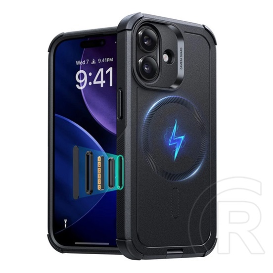 ESR Apple iPhone 17 cyber halolock defender műanyag telefonvédő (erős ütésállóság, légpárnás sarok, magsafe) fekete