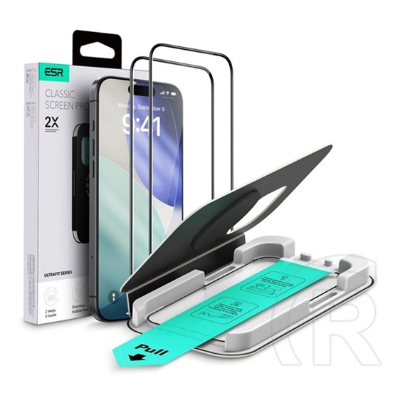 ESR Apple iPhone 17  ultrafit képernyővédő üveg 2db (2.5d, 9h + segédkeret) átlátszó