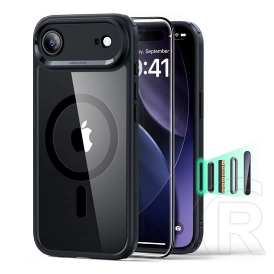 ESR Apple iPhone Air classic hybrid szilikon védő (ütésállóság, légpárnás sarok, magsafe + képernyővédő üveg) fekete
