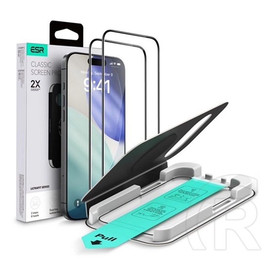 ESR Apple iPhone Air ultrafit képernyővédő üveg 2db (2.5d, 9h + segédkeret) átlátszó