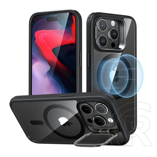 ESR Classic HaloLock szilikon telefonvédő (ütésállóság, légpárnás sarok, MagSafe, fekete)
