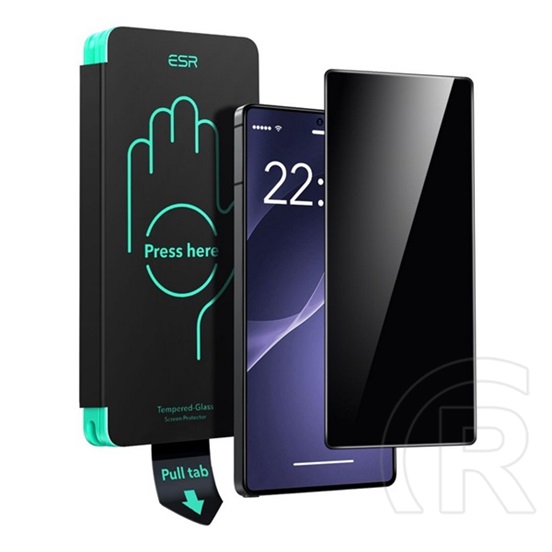 ESR Samsung Galaxy S25 Ultra (SM-S938) képernyővédő üveg (2.5d, 0.33mm, 9h, betekintés védelem + segédkeret) fekete
