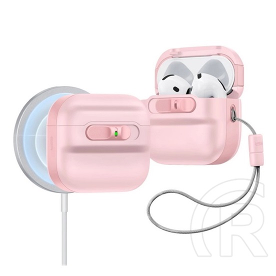 ESR pulse halolock műanyag tok (ütésállóság, kézpánt, magsafe) rózsaszín Apple airpods 4