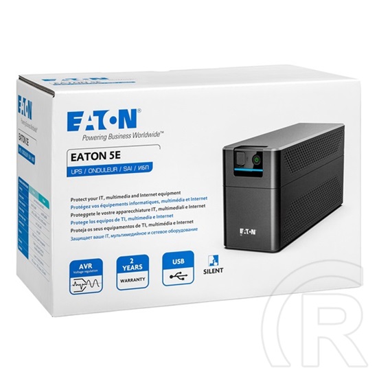 Eaton UPS 5E700UI (700 VA, 360 W, 2 Schuko aljzat, AVR, line-interaktív, torony, 1,5 m, fekete)