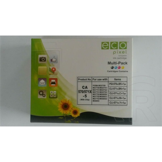 Ecopixel Canon CLI-571XL patron csomag (5 szín, BKCMY)