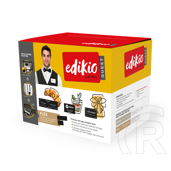 Edikio Guest Flex kártyanyomtató (USB & Ethernet, Edikio Plus SW, 100+100 fekete kártya, 1 fehér szalag - 1000 oldal)