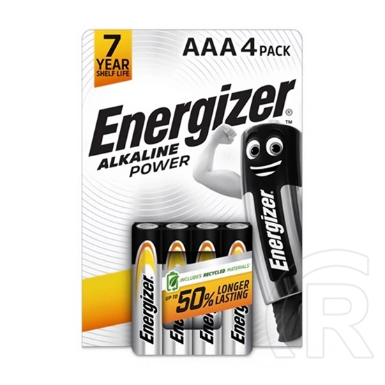 Energizer alkaline power tartós elem (aaa, lr03, 1.5v, alkáli) 4db/csomag