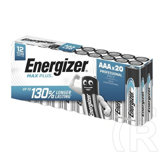 Energizer max plus tartós elem (aaa, lr03, 1.5v, alkáli) 20db/csomag