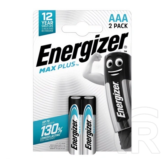 Energizer max plus tartós elem (aaa, lr03, 1.5v, alkáli) 2db/csomag