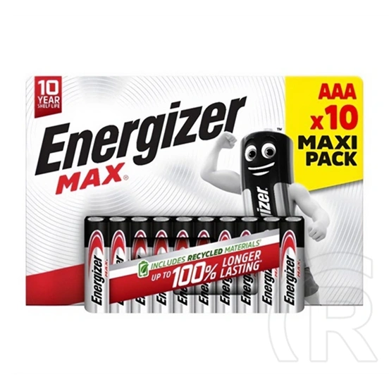 Energizer max tartós elem (aaa, lr03, 1.5v, alkáli) 10db/csomag