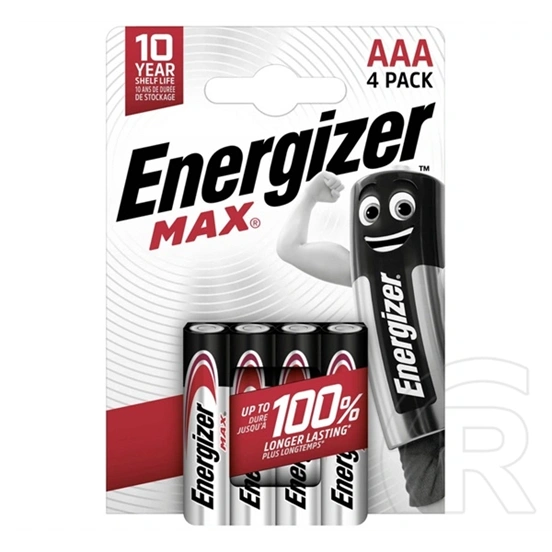 Energizer max tartós elem (aaa, lr03, 1.5v, alkáli) 4db/csomag