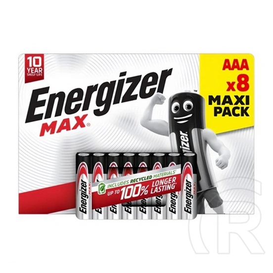 Energizer max tartós elem (aaa, lr03, 1.5v, alkáli) 8db/csomag