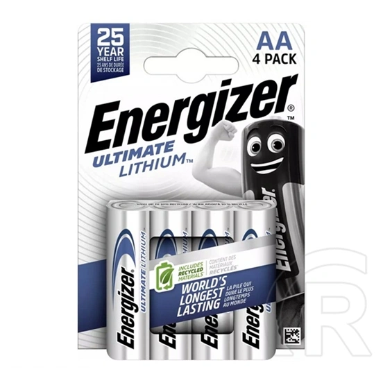 Energizer ultimate lithium tartós elem (aa, lr06, 1.5v, lítium) 4db/csomag