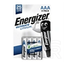 Energizer ultimate lithium tartós elem (aaa, lr03, 1.5v, lítium) 4db/csomag