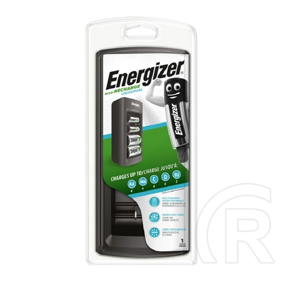 Energizer universal akkutöltő (240v, aaa/aa/c/d/9v elem kompatibilis, led jelzés) fekete