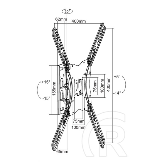 Equip Fali konzol (23"-55", forgatható, dönthető, Max.: 30kg, fekete)