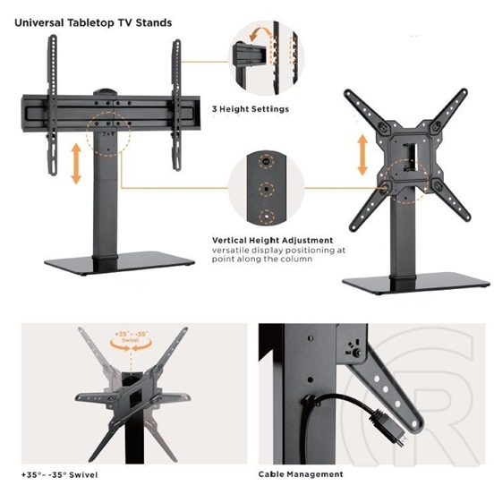 Equip TV/Monitor állvány (37"-70", állítható magasság, forgatható, Max.:40kg, fekete)