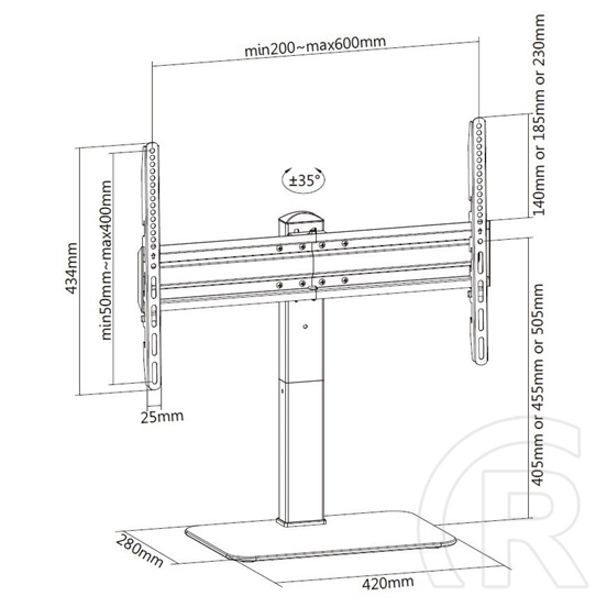 Equip TV/Monitor állvány (37"-70", állítható magasság, forgatható, Max.:40kg, fekete)