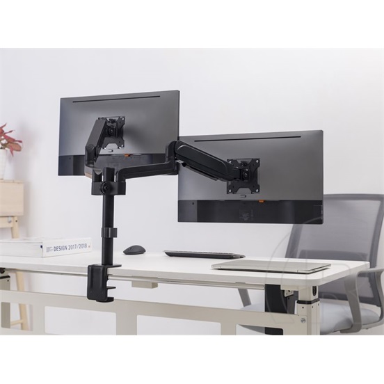 Equip asztali konzol (17"-32", 2 monitor, dönthető, forgatható, állítható magasság, fekete)