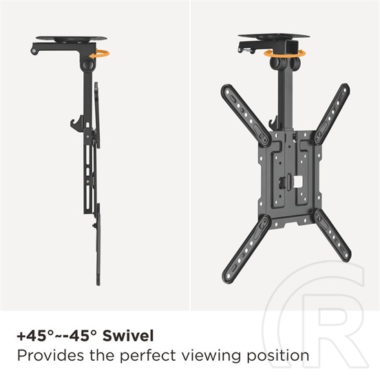 Equip mennyezeti konzol (23"-55", dönthető, Max.: 20 kg, VESA 400, fekete)