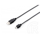 Equip USB 2.0 kábel (A dugó / 5 pin mini-B dugó, 1,8 m, fekete)