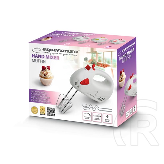 Esperanza EKM007R Muffin kézi mixer (piros)