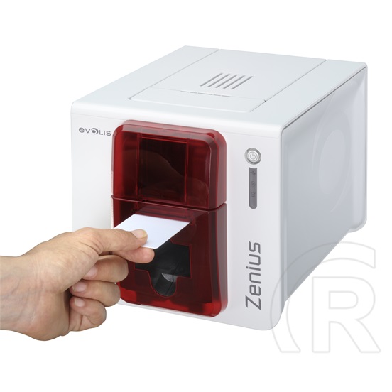 Evolis Zenius Expert egyoldalas kártyanyomtató opciók nélkül, USB & Ethernet, bővíthető (fehér-piros)