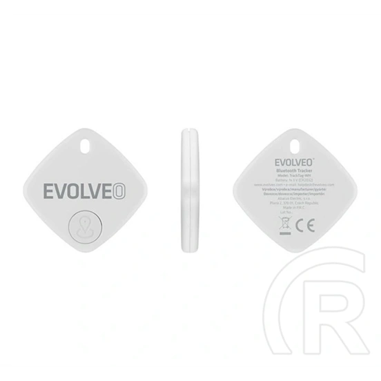 Evolveo tracktag bluetooth nyomkövető (kulcstartóra, táskára, valós idejű nyomkövetés, ios kompatibilis) fehér