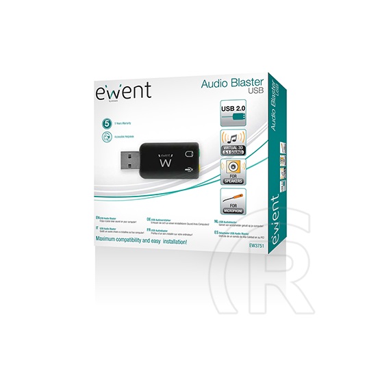 Ewent USB Audio Blaster hangkártya (5.1, Virtual 3D)