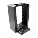 FROGGIEX PS4 töltőállomás és játéktartó (PS4/PS4 Slim/PS4 Pro kompatibilis, 2 kontroller töltő, 10 lemeztartó, hűtőventi