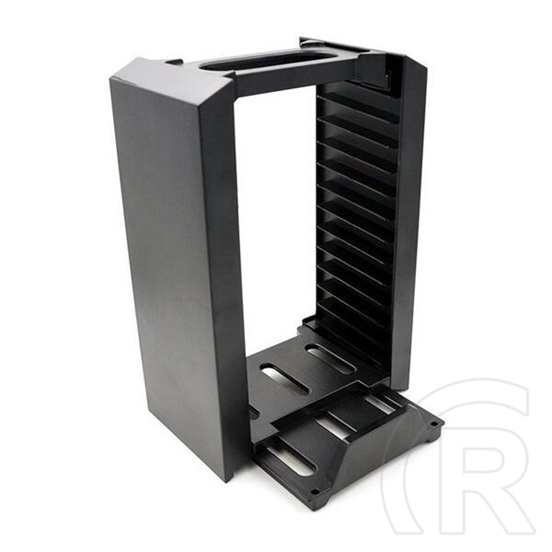 FROGGIEX PS4 töltőállomás és játéktartó (PS4/PS4 Slim/PS4 Pro kompatibilis, 2 kontroller töltő, 10 lemeztartó, hűtőventi