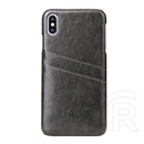 Fierre Shann Apple iPhone XS Max 6.5 műanyag telefonvédő (bőr hatású hátlap, bankkártya tartó) fekete