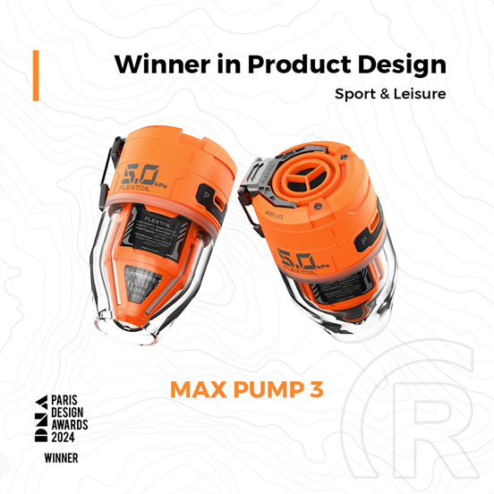 Flextail MAX Pump 3 Hordozható elektromos pumpa LED lámpával (7,215Wh, 500L/perc, narancssárga)
