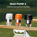 Flextail MAX Pump 3 Hordozható elektromos pumpa LED lámpával (7,215Wh, 500L/perc, narancssárga)
